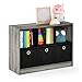 Furinno Basic 3x2 Cube Storage Bookcase Organizer with Bins, French Oak Grey/Black