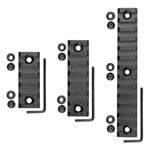 Modkin Picatinny Rail Sections for Keymod System, Lightweight Keymod Rail Mount Pack of 3 (13-Slot 7-Slot 5-Slot), Aluminum in Black