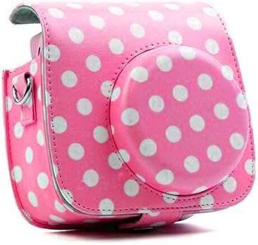 LCluckyml Case For Fujifilm Instax Mini 8/Mini 9 PU Leather Camera Bag, DOT Rosa