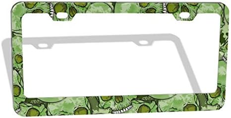 ナンバープレートフレーム アルミナンバーフレーム ナンバーカバー ナンバーホルダ ライセンスフレーム ナンバープレート フレーム 迷彩柄 代引き不可 スカル 頭 耐紫外線 普通車 防水性 軽自動車対応 カバー 錆びにくい アクセサリー 2個セット 耐久性