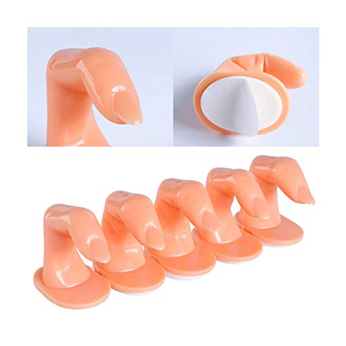10 Pieces Practice Manicure Fingers with False Nails Training Fingers Art Training Display Decoration Suitable for Beginners Trainers DIY School (NAILS)