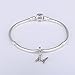 Letter Initial A-z Alphabet Beads Solid 925 Sterling Silver Dangle Crystal Charms for European Bracelets (M)