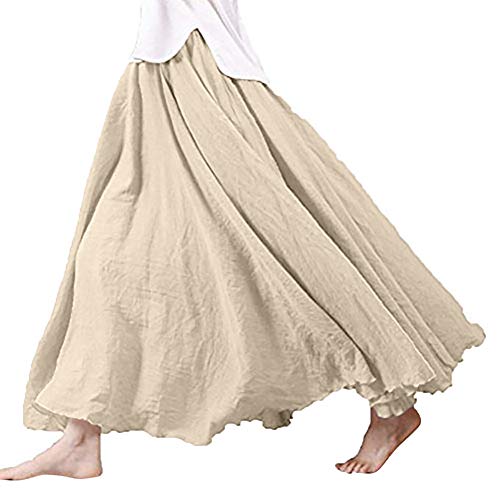 Women Dress,Dainzuy Elastic Waist Band Cotton Linen Long Maxi Skirt Dress