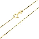 Etvryls 14K Yellow Gold Box Chain Necklace for Women and Men, Genuine Gold (0.6mm、1mm - Lengths from 16 to 30 Inches)