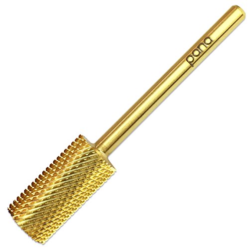 Pana 3/32" Safety Nail Carbide Bit - Gold Large Barrel Head (Grit: Medium - M) for Electric Dremel Drill Machine