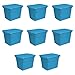 Sterilite 17314308 18 gallon/68 Liter Tote, Blue Aquarium, 8-Pack
