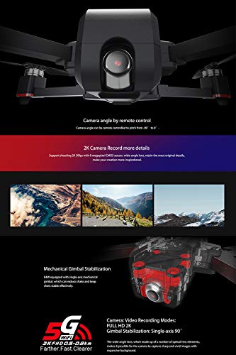 MJX Bugs 4W Foldable Drone with GPS, Full HD 2K 5G WiFi Camera Record Video Bugs GO App Operation Altitude Hold Track Flight 3400mAh Battery Double Charging OLED Screen Remote Control Alarm Function