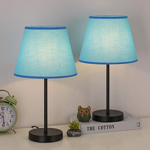 HAITRAL Bedside Table Lamps Modern Nightstand Desk Lamps with Fabric