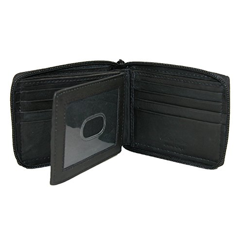Paul & Taylor Black Leather Zip Around Bifold ID Wallet