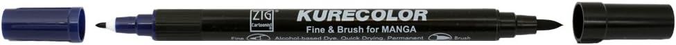 Zig Kurecolor Fine & Brush Dual Tip Marker for Manga Comic Art Illustration - Deep Blue 378