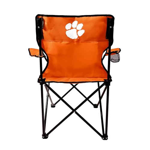 Logo Brands NCAA Clemson Tigers Quad Chair, Unisex Adult Chair with One Cup Holder, Team Color, One Size