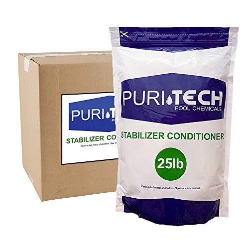 Puri Tech Pool Chemicals Stabilizer Conditioner Cyanuric Acid UV Protection for Swimming Pools and Spas Protects Improves The Effectiveness of Chlorine Resealable Bag (25lb)