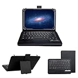 eTopxizu Keyboard Case for 7-8 Inch Universal Tablet,2-in-1 Wireless Detachable Removable Bluetooth Keyboard Leather Travel Windows Android iOS Carrying Cases Cover Holder Folio+Stand(Black)