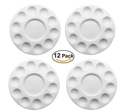 Plastic Paint Tray Palettes,12 Pcs Round Paint Palettes for DIY Craft Professional Art Painting - Thumbnail 2