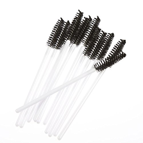 Hot ! Ninasill 50pcs Disposble Eyelash Brush Mascara Wands Makeup Cosmetic Tool (B)