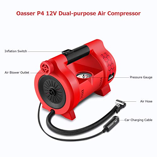 Oasser Air Compressor Auto Tire Pump Multi-purpose Air Blower High Low Pressure Inflation 120PSI with Digital Gauge Emergency Light Fast Inflating for Car Tires Bicycle Ball Balloon air Mattresses P4 - Thumbnail 6
