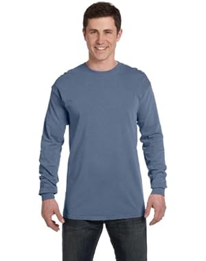 Ringspun Garment-Dyed Long-Sleeve T-Shirt (C6014)- BLUE JEAN, L