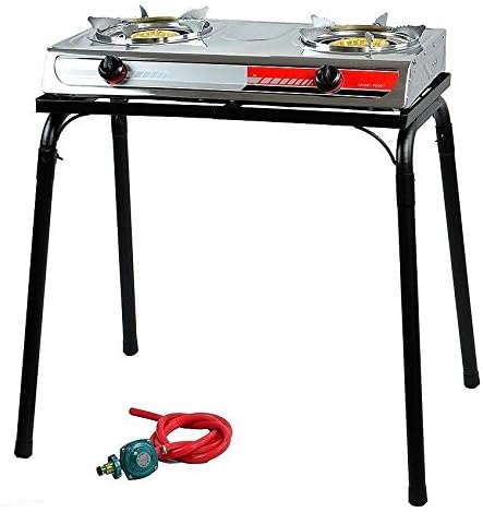 Portable Propane Gas Gasoline lpg stainless Stove Stand Dual Burners Cook Stand