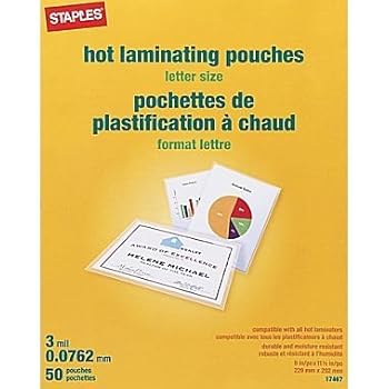 laminating staples inches pouches thermal mil packs thick letter