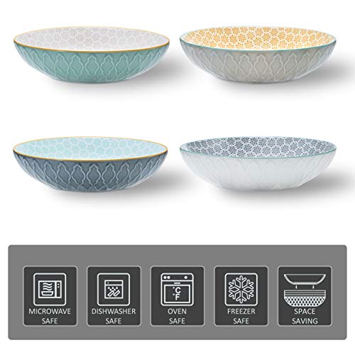 Peacehome Pasta Salad Serving Bowls Set of 4 36 Ounce Large Ceramic