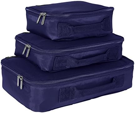 Compression Travel Packing Cubes / Home Organizers - Set of 3 (Navy)
