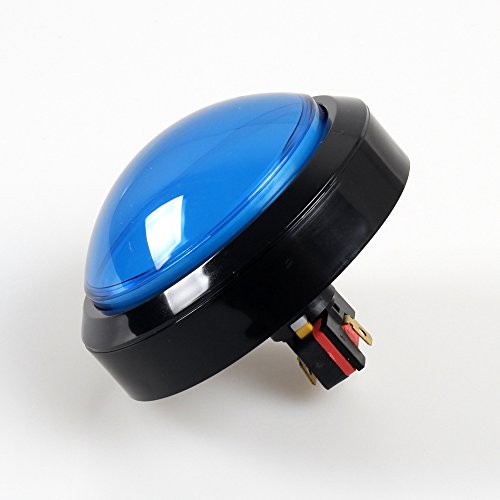 EG Starts 4 Inches Arcade Buttons LED 100mm Larger Big Dome Convex Type Lit Illuminated Push Button for For Arcade Machine DIY Kit & Raspberry Pi Game Part ( Blue )