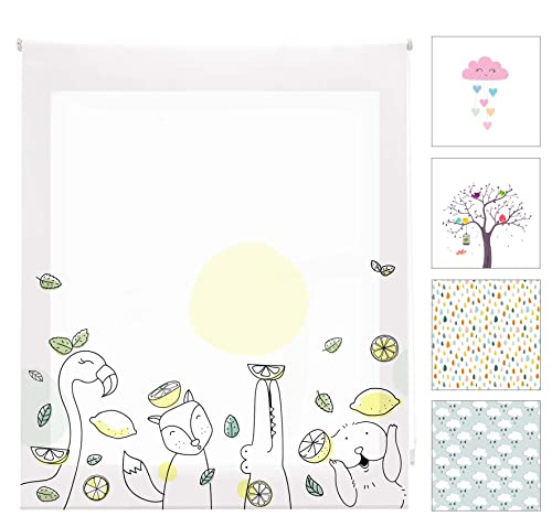 Blindecor Childrens Digital | Translucent Roller Blind with Digital Print | Zoolime Model | 110 x 180 cm (W x H). Fabric Size 107 x 175 cm | Window Blinds