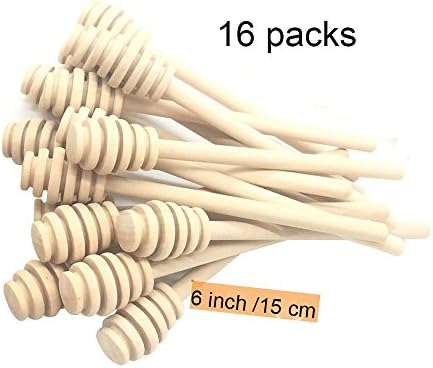 Wooden Honey Stirrer 6 Inch Portable with Individual Opp Bag, Honey Dipper Widely Used for Party and Home and Office (16, 6 INCH)