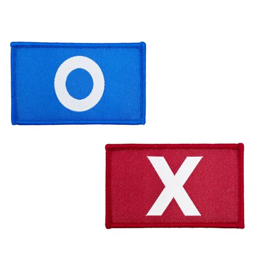3'' Halloween Game Costume Cosplay Patches, Red X Sign and Blue O Sign Woven Iron on Patches