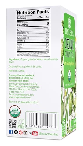 HYLEYS ORGANIC GREEN TEA SOURSOP FLAVOR – 25 TEA BAGS – GRAVIOLA GUANABANA TEA
