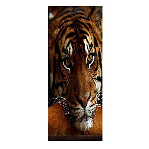 3D Photo Door Murals Door Sticker Tiger Wallpaper Removable Self-Adhesive Bedroom House Office Wall Home Decoration77x200cm/30X79in
