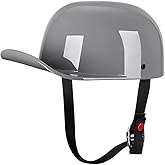 Woljay Vintage Open Face Motorcycle Helmet Retro Baseball Cap Half Helmets Women Men for Scooter Moped Cap Street Cruiser Jet - DOT Certified