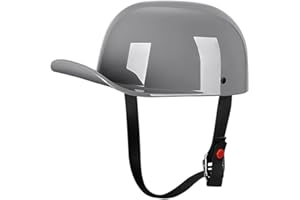 Woljay Vintage Open Face Motorcycle Helmet Retro Baseball Cap Half Helmets Women Men for Scooter Moped Cap Street Cruiser Jet - DOT Certified