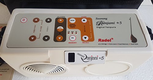 Electronic Tanpura - RADEL Saarang Ranjani Plus 5 Digital Tanpura, 5 Strings, Electronic Tambura Box, Instruction Manual, Bag, Power Cord