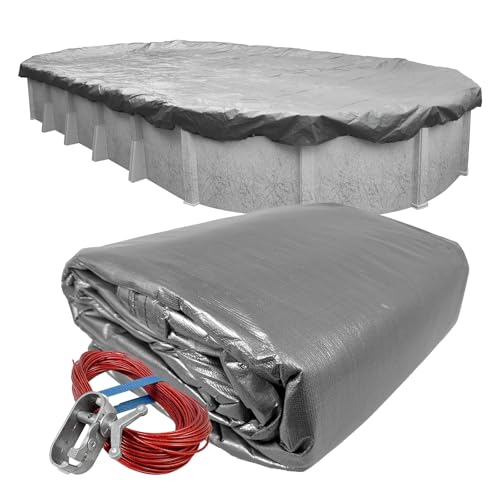 Robelle 332141-4 Pool Cover for Winter, Platinum, 21 x 41 ft Above Ground Pools