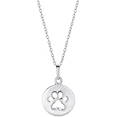 Vanbelle Sterling Silver Jewelry - Rhodium Plated with 925 Stamp - Dog Paw Pendant Necklace - Elegant Handcrafted for Women - Chain 16" long + 2" extender