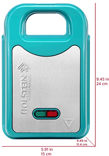 Holstein Housewares HH-09125008E Non-Stick Multi-Maker with Removable Waffle and Grill Plates, Teal/Stainless Steel - Thumbnail 2