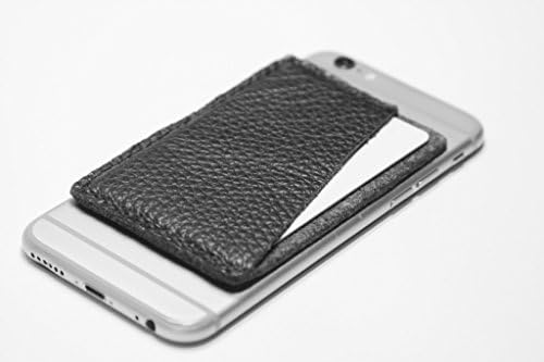 Handmade Leather Cell Phone Wallet Adhesive Credit Card Holder for Back of Phone Stick On Case ID Holder Suits Most Smartphones
