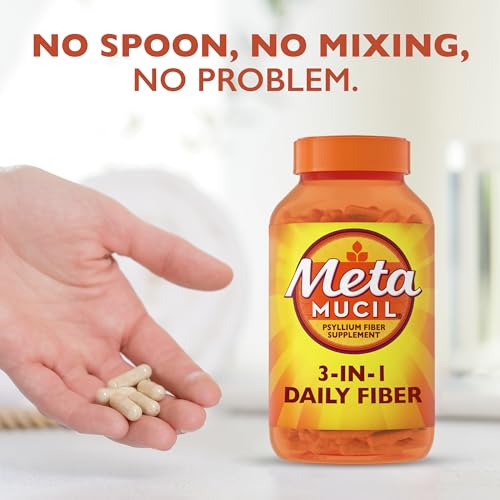 Metamucil, Psyllium Husk Capsules, 300 Capsules, 3-in-1 Fiber Supplement, Daily Psyllium Husk Fiber Capsules Help Support Digestive Health by Promoting Regularity*, Help Supplement Daily Fiber Intake