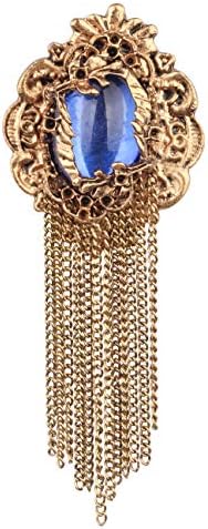 Panjatan Vintage Look Hanging Chain Crystal Pin Brooch.