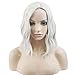 BERON Silver Wig Short Curly Wig Silver White Wigs Women Beach Wave Wigs for Cosplay Costume Party Hairnet Included