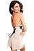 Amoretu Womens See Through Lingerie Cross Back Minidress Lace Chemise (Black White, M)