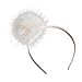 ACTLATI Lovely Cute Fashion Girls Headband Big Single Pompom Fur Fluffy Ball Hairband Party Masked Ball Hair Pins Headwear Hairband Off-white
