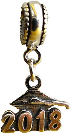 Graduation Cap 2018 Sterling Silver Dangle Charm Bead