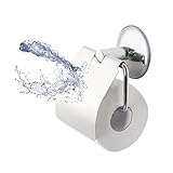 SUPRENT Toilet Paper Holder, Nail-Free Tissue Box, Suction-installed Toilet Paper Dispenser, Stainless Steel Tissue Dispenser, Water-Proof Tissue Box for Washroom