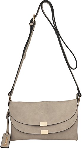 B BRENTANO Vegan Fashion Double-Flap Wristlet Clutch Crossbody Handbag (Gray) - Thumbnail 2