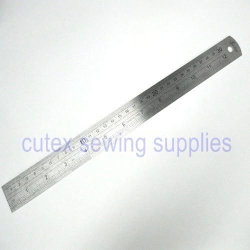 Heavy Duty Steel Ruler 12"(30mm) X 1-1/8" Dual Scale Straight Ruler