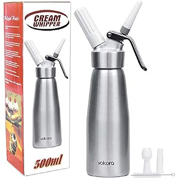 Aluminum Whipped Cream Dispenser 500ml Professional Whipping Cream Maker 1 Pint Silver Canister With 3 Decorating Nozzles And Cleaning Brush N20