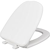 Jones Stephens C1050S00 White Deluxe Plastic Toilet Seat, Square Closed Front with Cover to fit Eljer Emblem, Slow-Close, Elo