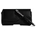 Kuteck Black Leather Belt Holster Pouch Clip Fits For IPHONE 4 4S w/ Otterbox / Lifeproof / Mophie Juice Pack Air/Plus Case On. Includes A Black Stylus Pen